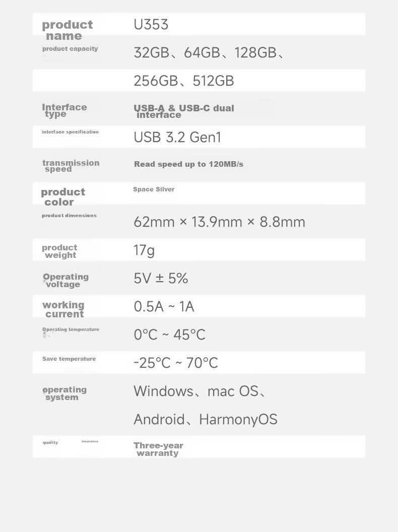 USB-флеш-накопитель Aigo U353 Type-C, 64 ГБ, USB 3.2, 150 МБ/с