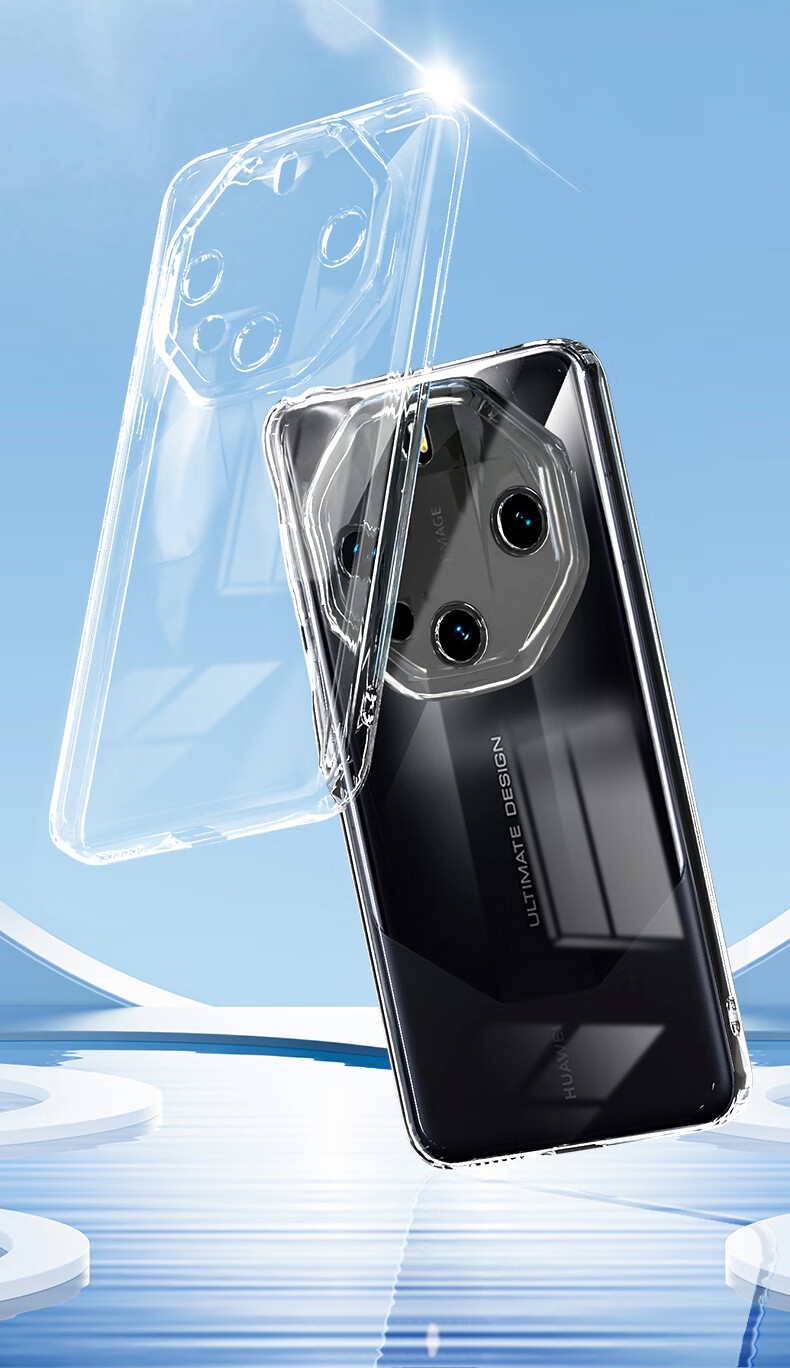 Противоударный чехол HotFire для Huawei Mate60 RS, Mate60 RS Pro, прозрачный, силикон, с защитой камеры, простой стиль