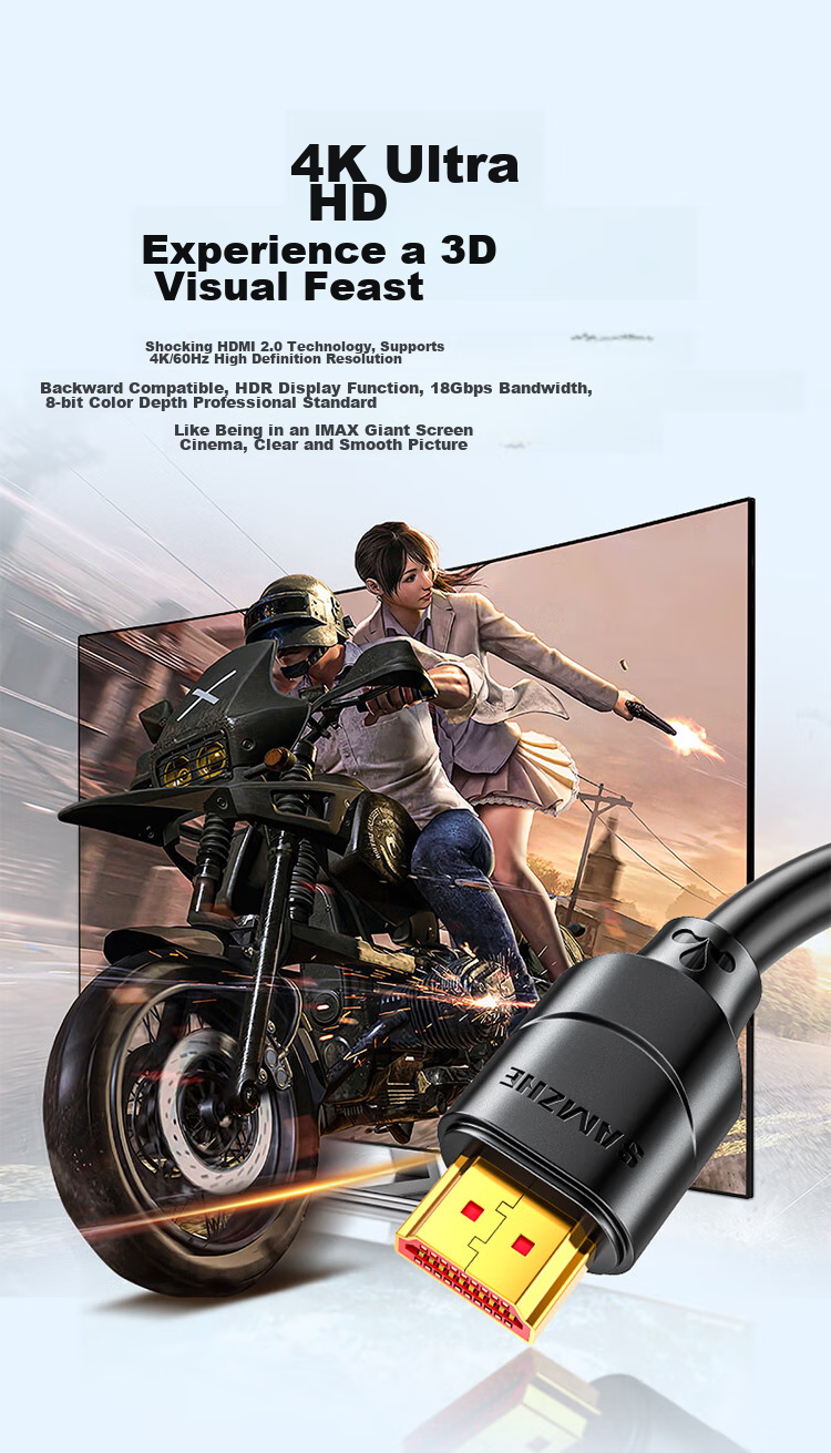Кабель SAMZHE HDMI, профессиональный, 4K, 15 метров, 3D, для ноутбука, ТВ, монитора, проектора, 150SH8