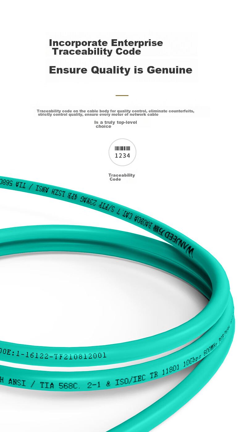 Сетевой кабель WANJEED CAT7, двойное экранирование, 23AWG, бескислородная чистая медь, низкий дым, нулевой галоген, инженерная сеть, 20 метров, зеленый