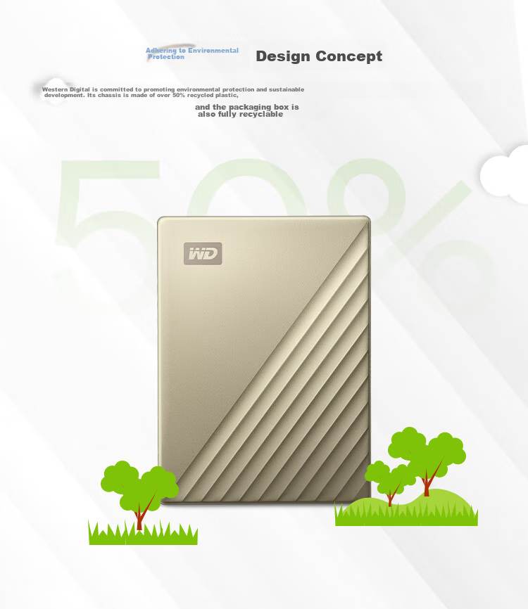 Внешний жесткий диск Western Digital My Passport Ultra, 4 ТБ, Type-C, 2.5 дюйма, золотой, механический, внешний, шифрованный, совместимый с Mac, большой емкости для домашнего хранения