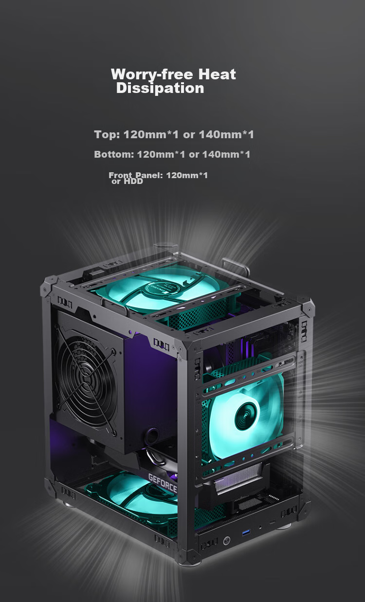 Корпус JONSBO C6 Handle Version Black MATX, черный, M-ATX, Mini-ITX, ATX блок питания, до 75 мм кулер, до 255 мм видеокарта