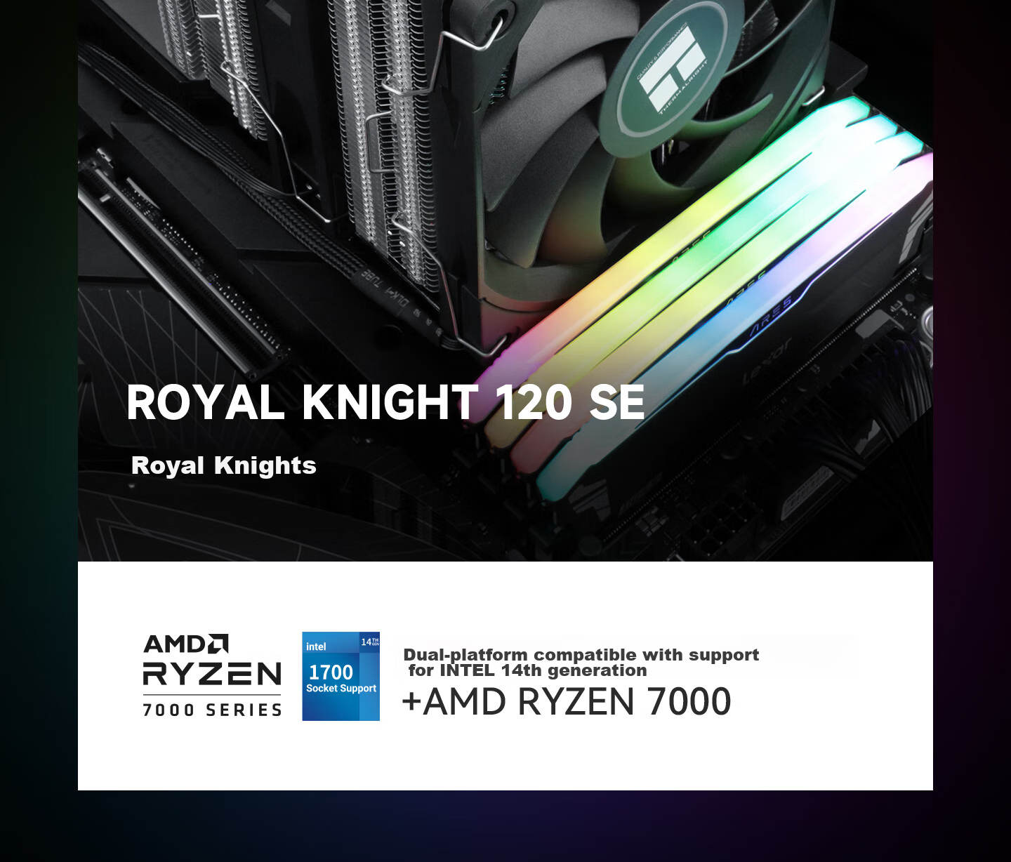 Система охлаждения Thermalright Royal Knight 120 SE, двухбашенный воздушный кулер с 6 тепловыми трубками AGHP GEN 5.0, без помех для памяти, RK120 SE
