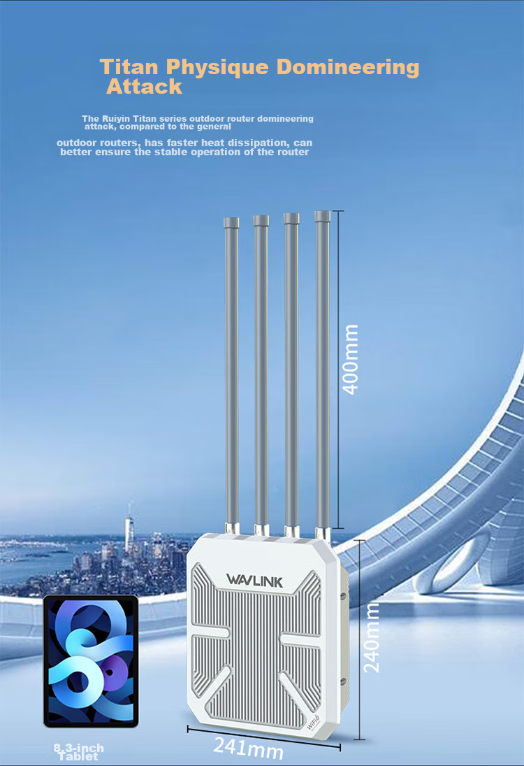 Wavlink AERIAL HD9 AX3000 WiFi 6 уличный маршрутизатор, двухдиапазонный беспроводной мост высокой мощности, всенаправленное покрытие, базовая станция WiFi для наружного видеотрансляции и сетевых зон