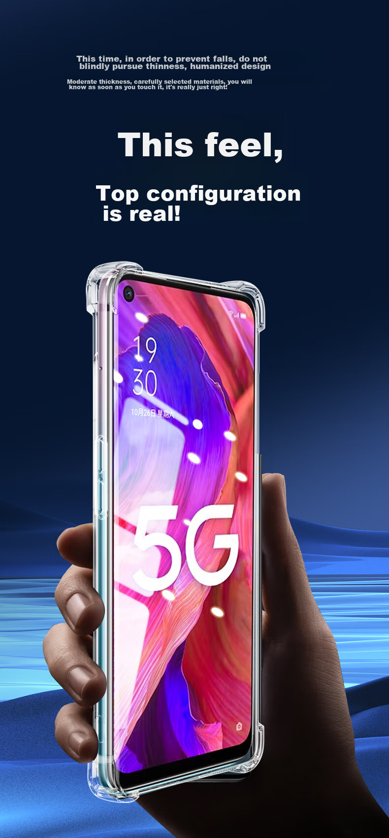 Чехол Freeson для OPPO A93/A93s, простой, тонкий, с полной защитой камеры, анти-капля, прозрачный, мягкий чехол [Угловые воздушные подушки - с ремешком] Прозрачный