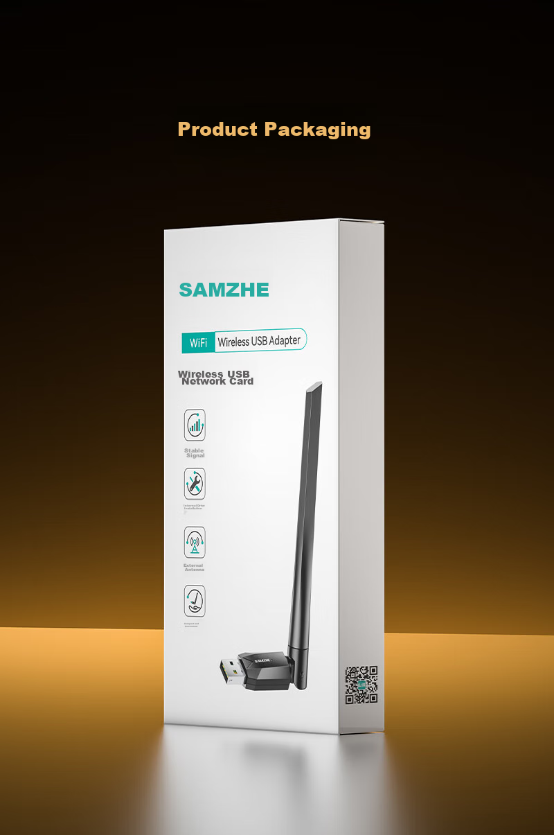Беспроводной USB-адаптер Wi-Fi 6 SAMZHE WRA33, внешний антенный модуль, 286 Мбит/с, 2.4 ГГц, USB