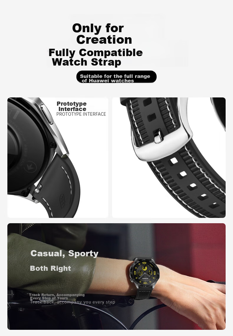 Ремешок BHO для Huawei Watch GT 5 Pro / GT 4 / GT 3 Pro / GT 2, силиконовый композитный плетеный ремешок для часов Watch 4 Pro / Watch 3 / Honor Magic 2
