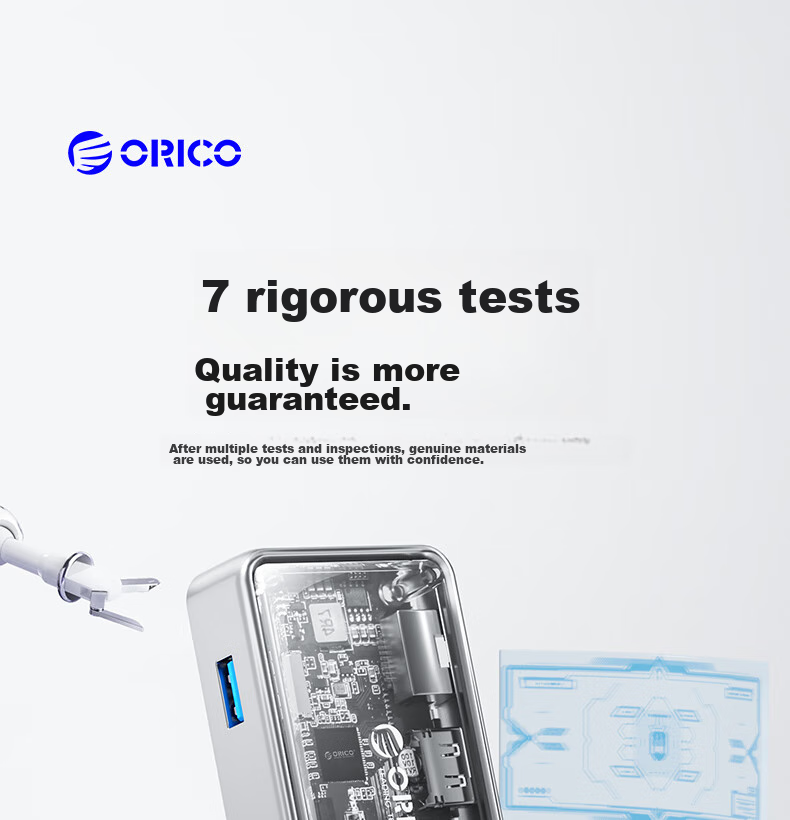 Многофункциональный USB-C хаб ORICO TM10-7P, 7-в-1, HDMI 4K@60Hz, 2.5G Ethernet, PD 100W, USB 10Gbps, аудиоразъем 3.5мм, алюминиевый сплав, серый