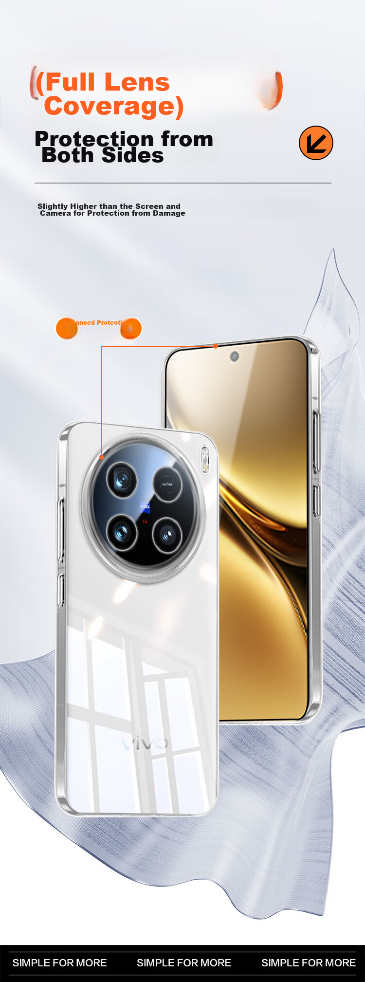 Прозрачный чехол KOOLIFE для Vivo X200 Pro mini, защита камеры, защита от отпечатков пальцев, противоударный, простой стиль
