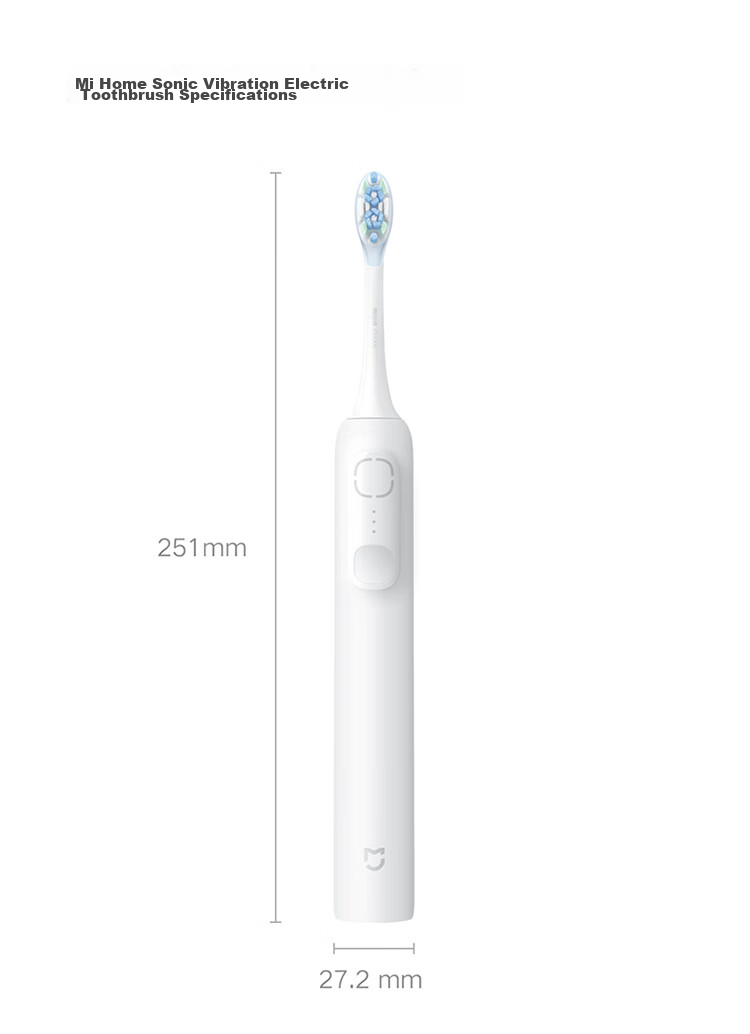 Электрическая зубная щетка Xiaomi Mijia Sonic Toothbrush T100, белая, звуковая, с 2 насадками, 3 режима чистки, водонепроницаемая IPX7, зарядка Type-C