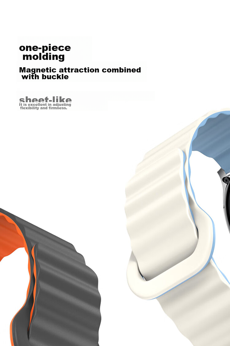 Ремешок MSSM для Huawei Watch 5/4 Pro/GT6/6 Pro/5/4/3 GT5 Pro, силиконовый, с магнитной петлей, цвет белый с синим, размер 22 мм