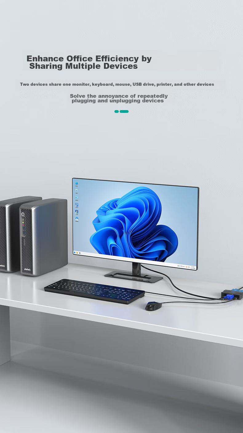 KVM-переключатель MT-viki MT-201, 2 порта, VGA, USB, для управления несколькими компьютерами