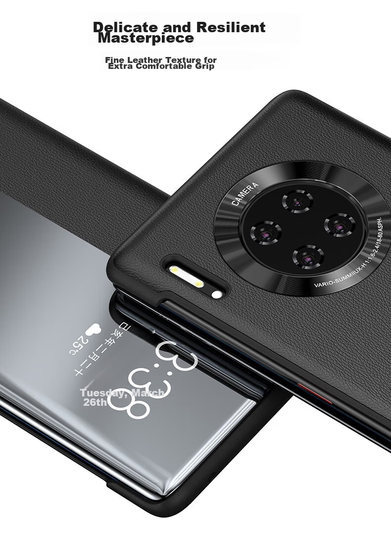Чехол Eddga для Huawei Mate 30 Pro / Mate 30 Pro+, кожаный "Chuan Lian Jin Bao", с окном Smart View, защита от падений, без откидывания для ответа на звонки