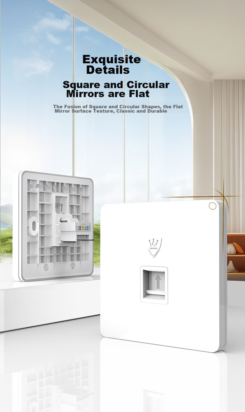 Сетевая панель WANJEED Cat6 RJ45, 86-тип, двойной порт, Gigabit Ethernet, без сверления, белый