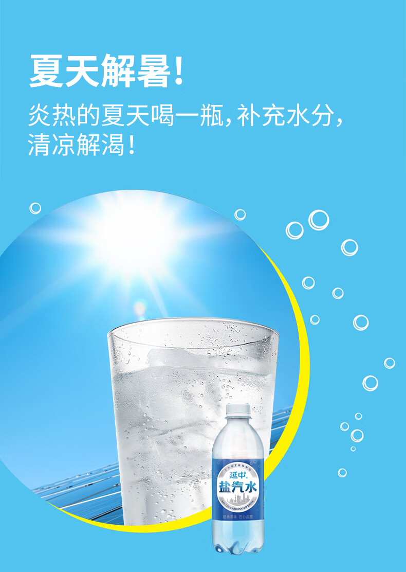 延中 经典原味盐汽水 饮料 380ml*12瓶 整箱