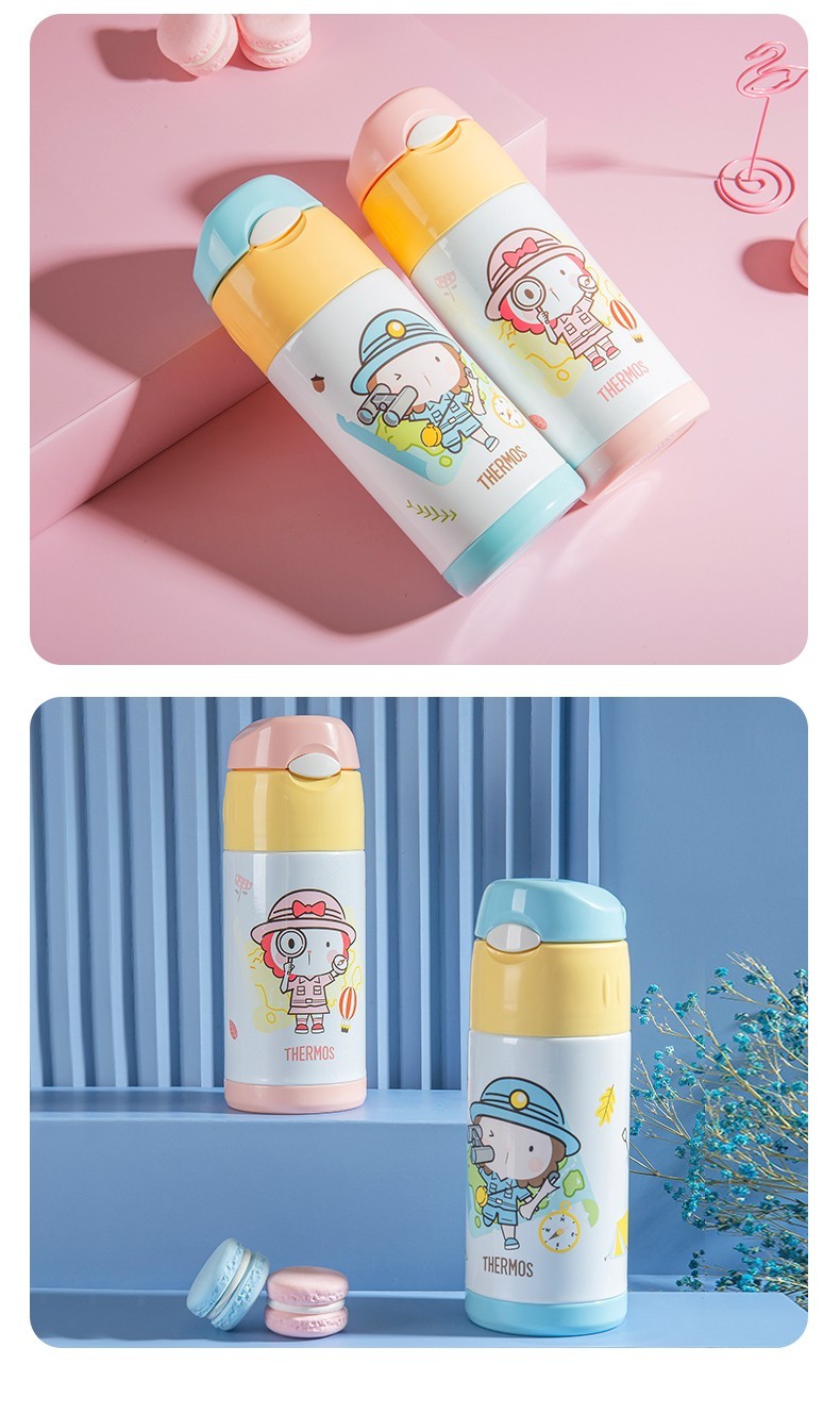 Термокружка THERMOS FFI Red, 360 мл, с трубочкой, из нержавеющей стали 304, для детей и взрослых