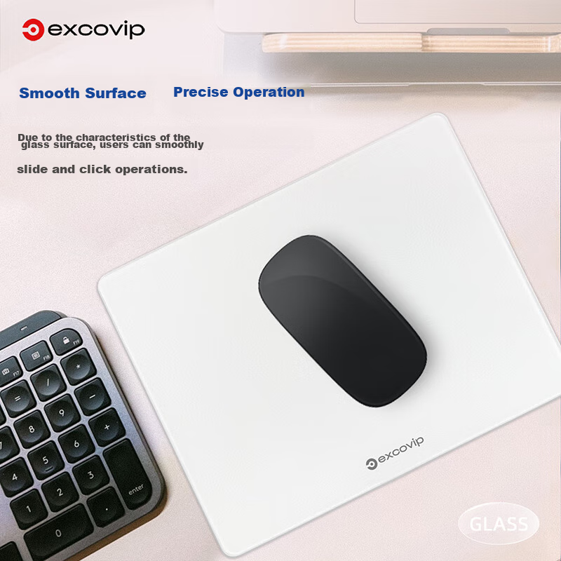 Коврик для мыши EXCO Glass Mouse Pad, игровой, твердый, для офиса и ноутбука, 250*200 мм, белый