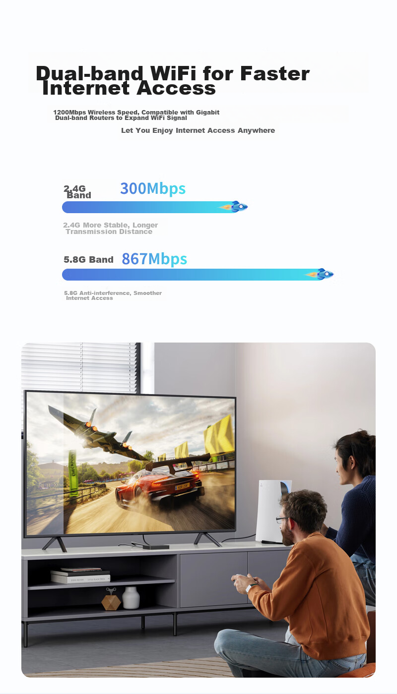 Усилитель Wi-Fi сигнала Newmine AC1200M, двухдиапазонный гигабитный беспроводной маршрутизатор, усилитель сигнала для дома, проникающий через стены, белый