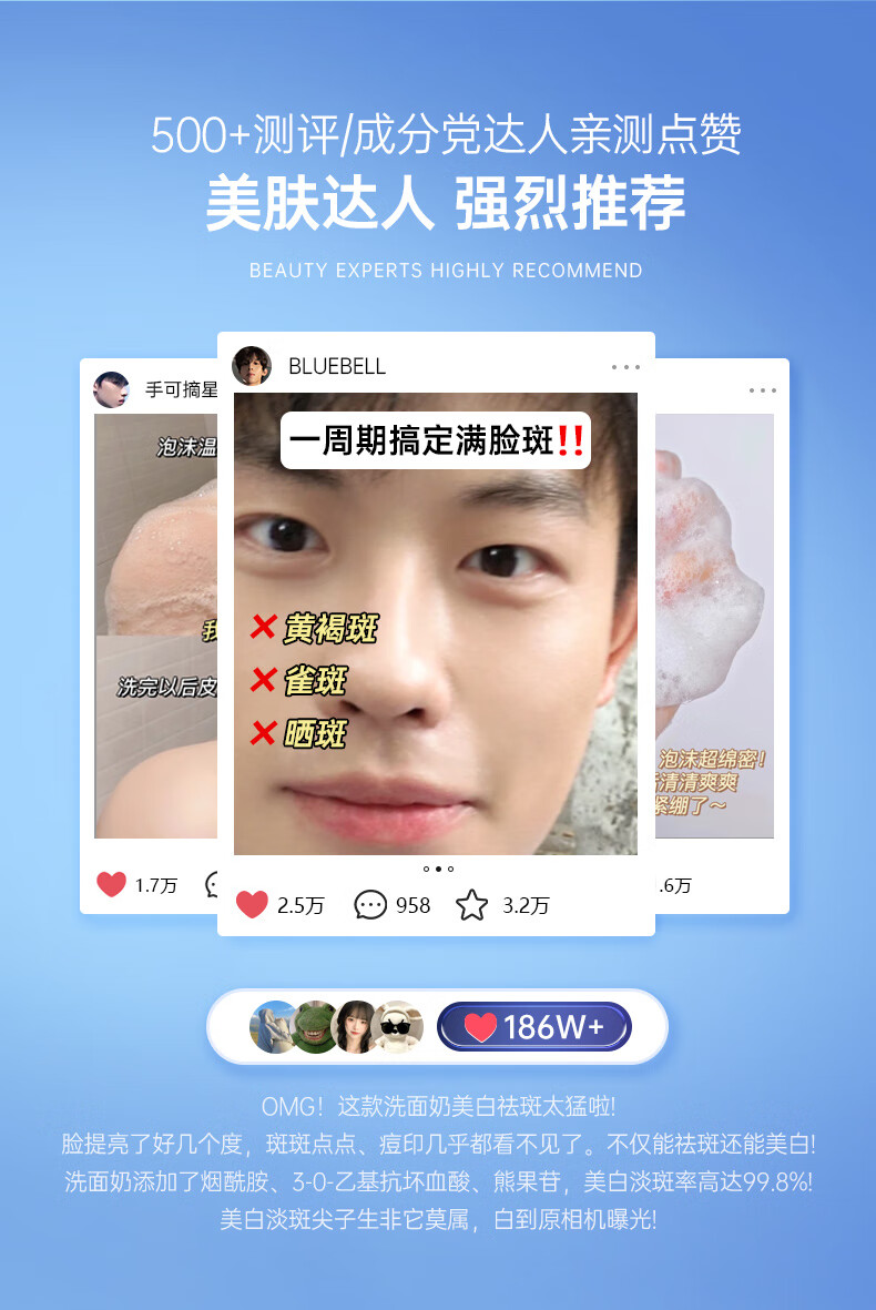 绿漾（Greentouch）男士洗面奶美白祛斑深层清洁抗痘抗黑头控油保湿氨基酸洁面乳
