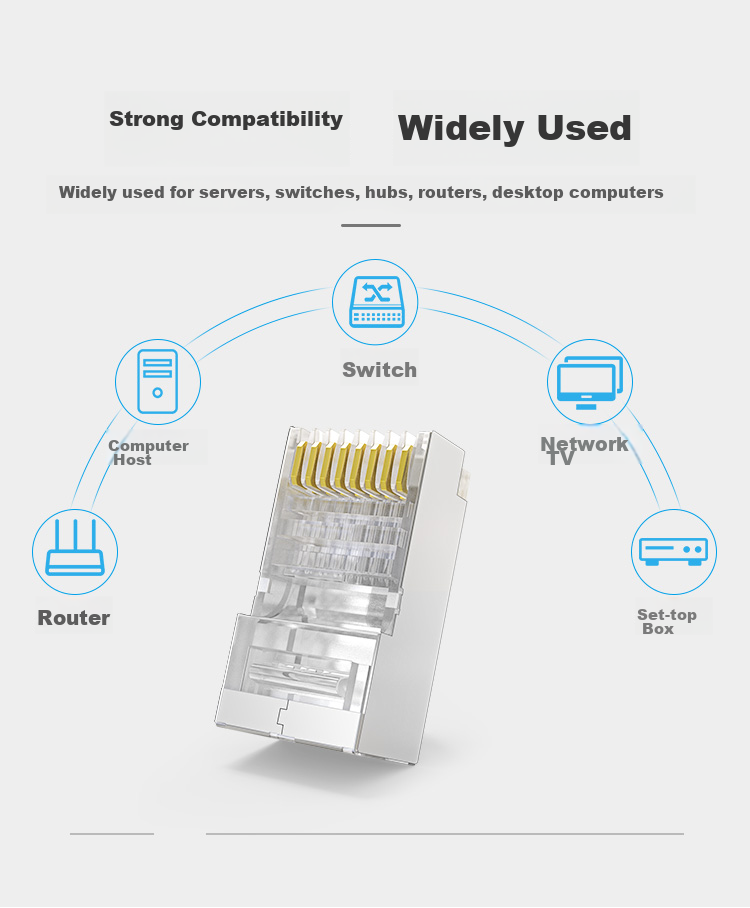 Коннекторы CHOSEAL для сетевого кабеля категории 5e, экранированные RJ45, 50 штук, QS905SZ50