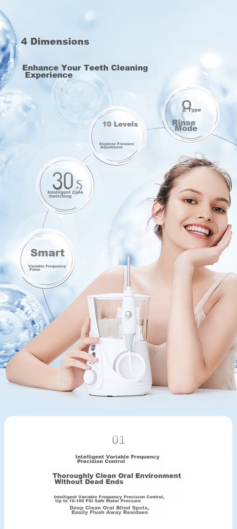 Ирригатор Waterpik GT3 Jazz Black, для домашнего использования, 600 мл, 10 режимов, 7 насадок