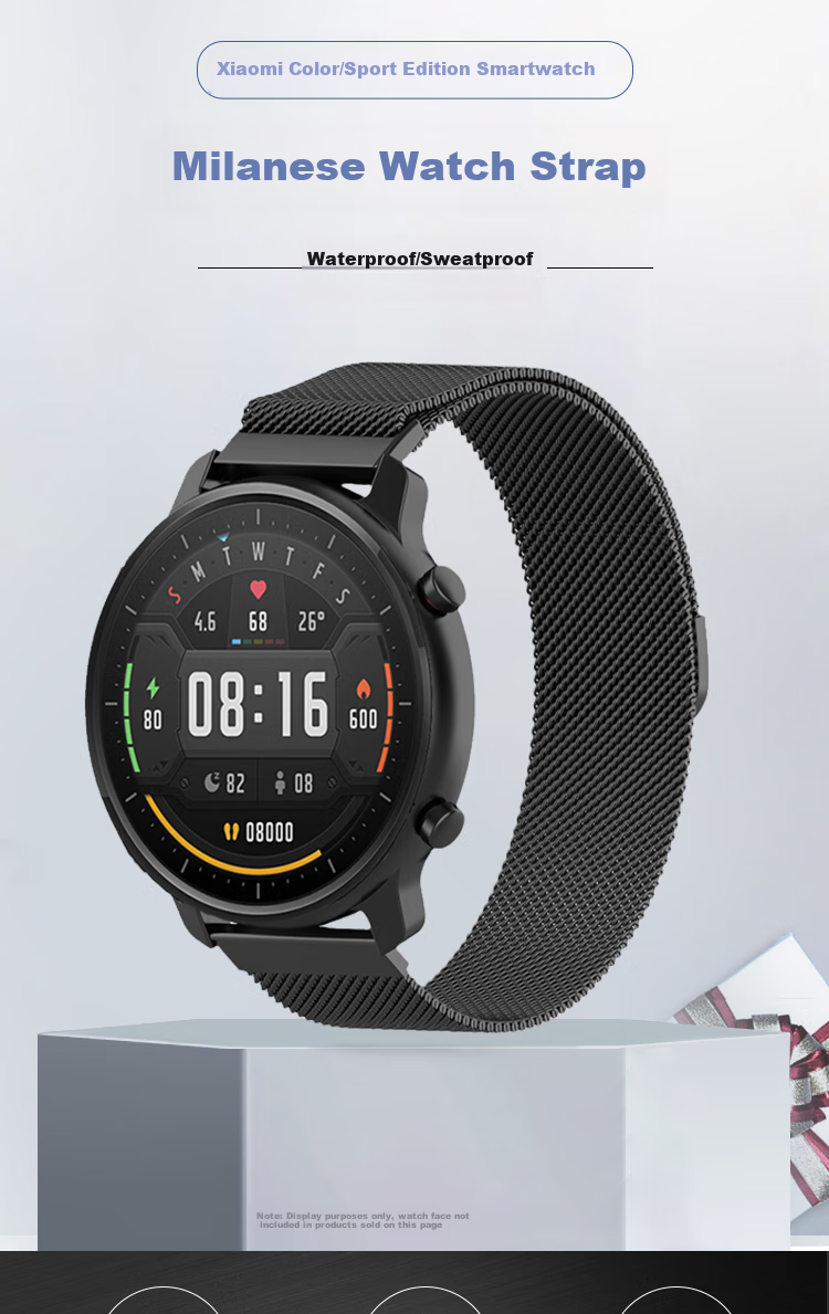 Ремешок ESCASE Milanese Loop для Xiaomi Watch Color 1/2, нержавеющая сталь, магнитная застежка, черный