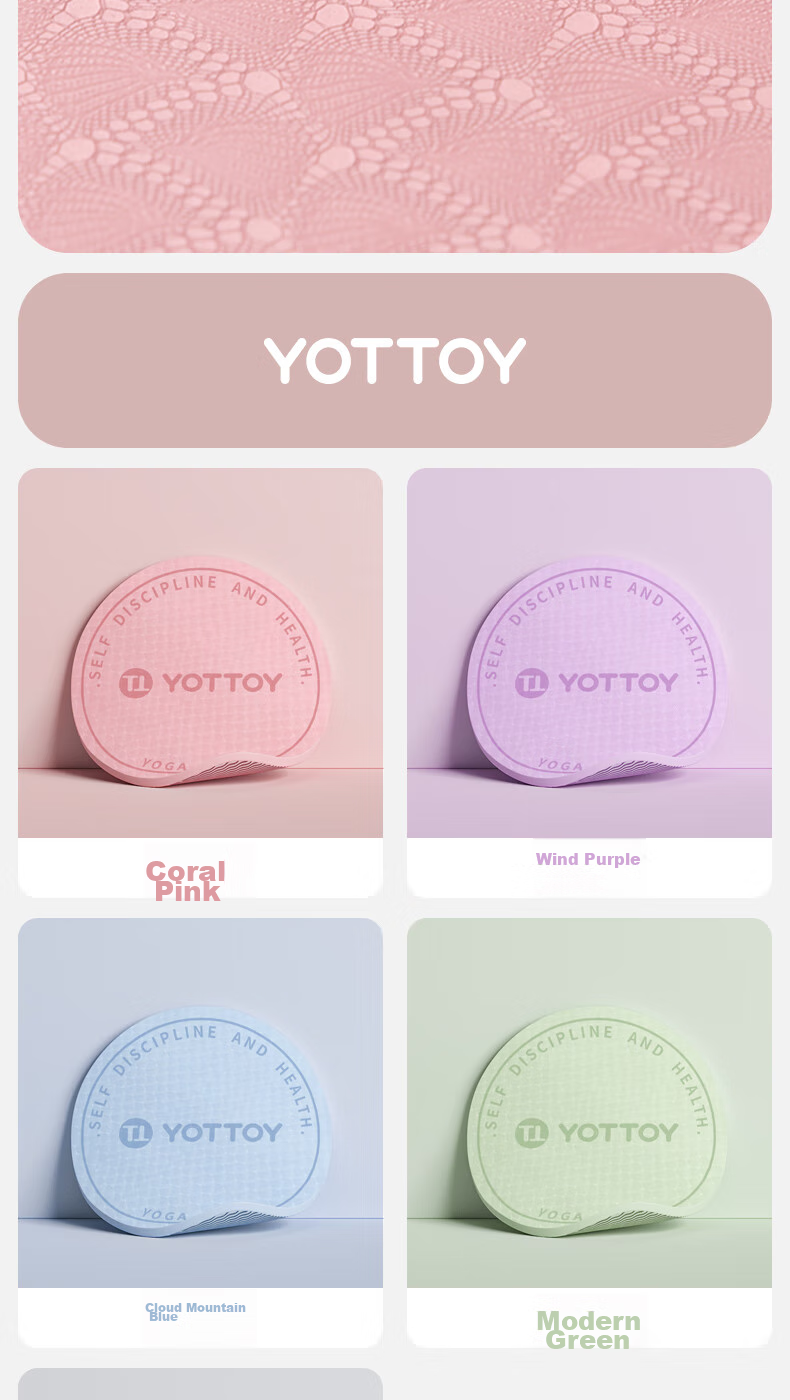 Коврик для фитнеса Yottoy, противоскользящий, звукопоглощающий, для прыжков на скакалке, йоги и фитнеса, круглый, диаметр 64 см, толщина 20 мм, TPE, зеленый