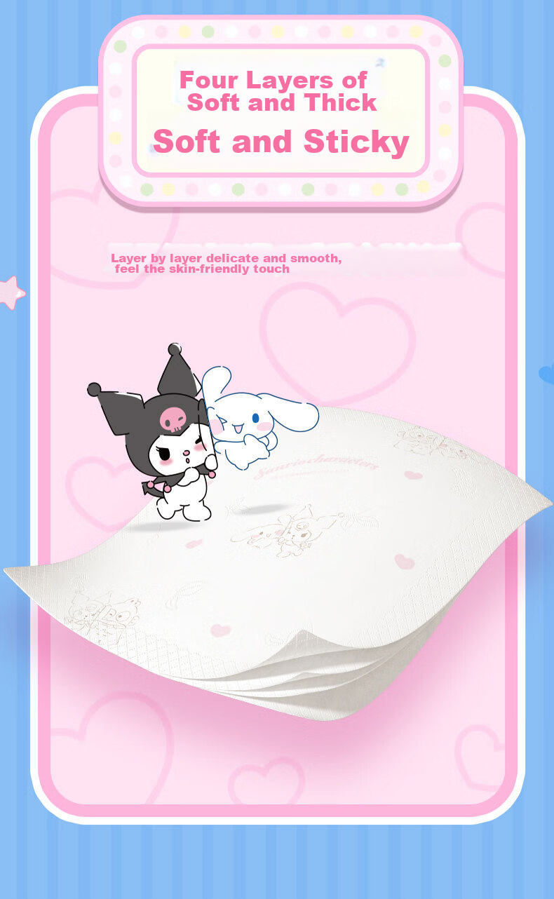 Бумажные платочки Mind Act Upon Mind, 4 слоя, 7 шт. в упаковке, издание Sanrio Co-Branded IP, печатаные, портативные, не рвутся легко, 12 упаковок в коробке