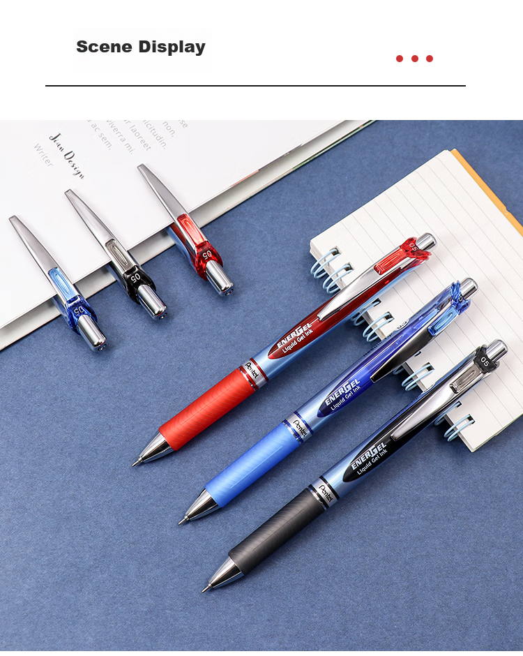 Гелевая ручка Pentel BLN75, синяя, 0.5 мм, автоматическая, пластиковый корпус, одноразовая