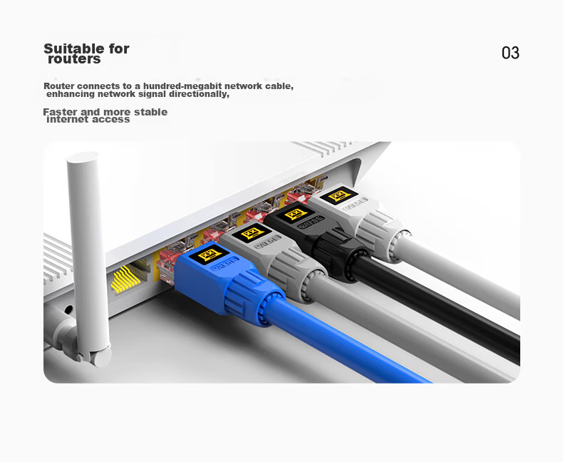 Сетевой коннектор WANJEED Cat5e без инструмента, неэкранированный, для высокоскоростной передачи данных, черный WJ-15148