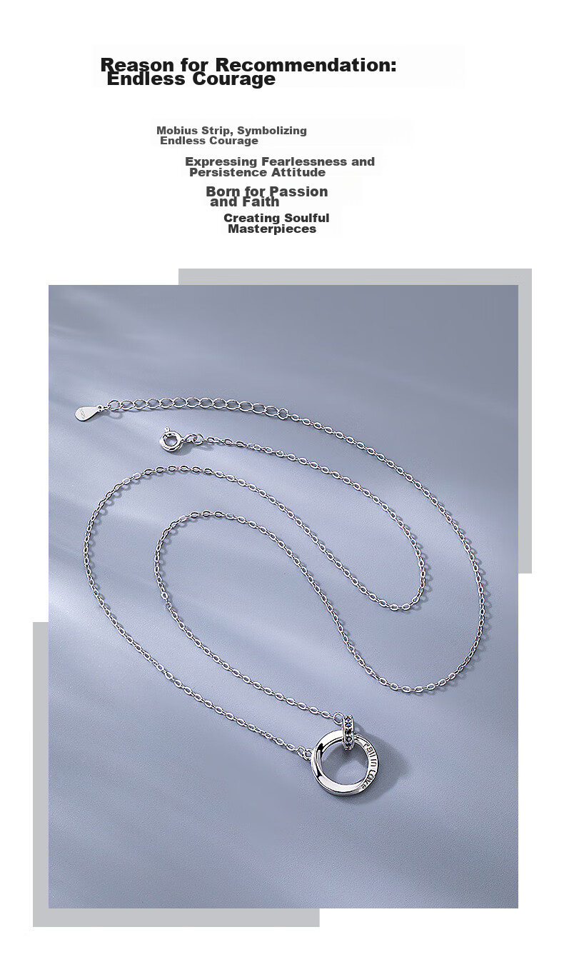 Серебряное колье Qlady Mobius для мужчин, подвеска из стерлингового серебра 925 пробы с фианитом, подарок на день рождения и Новый год