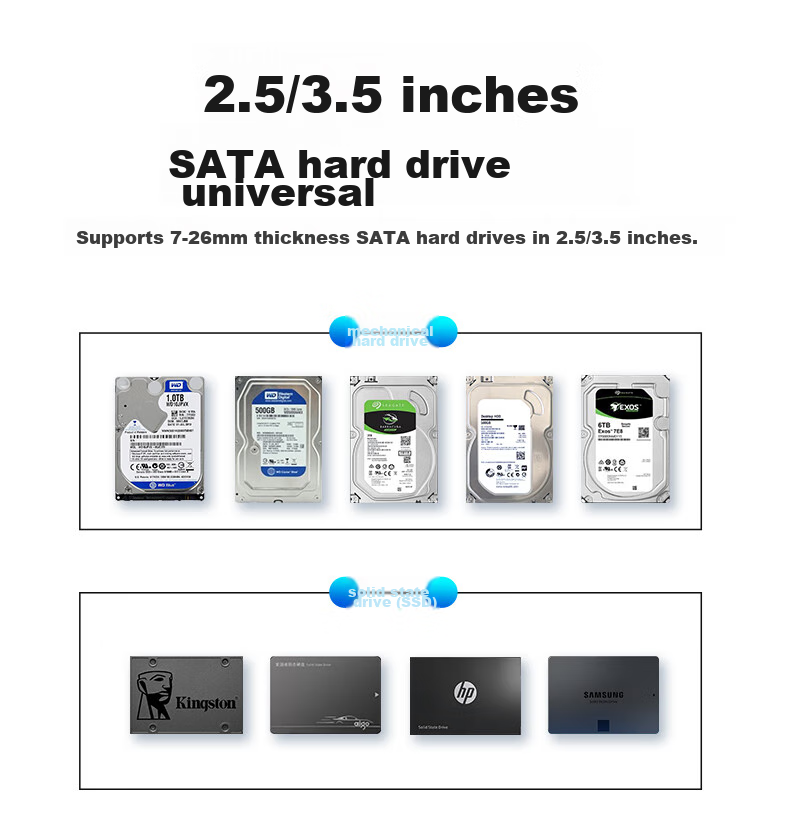 Внешний корпус для SSD/HDD GODO, USB 3.0, SATA, 2.5/3.5 дюйма, черный