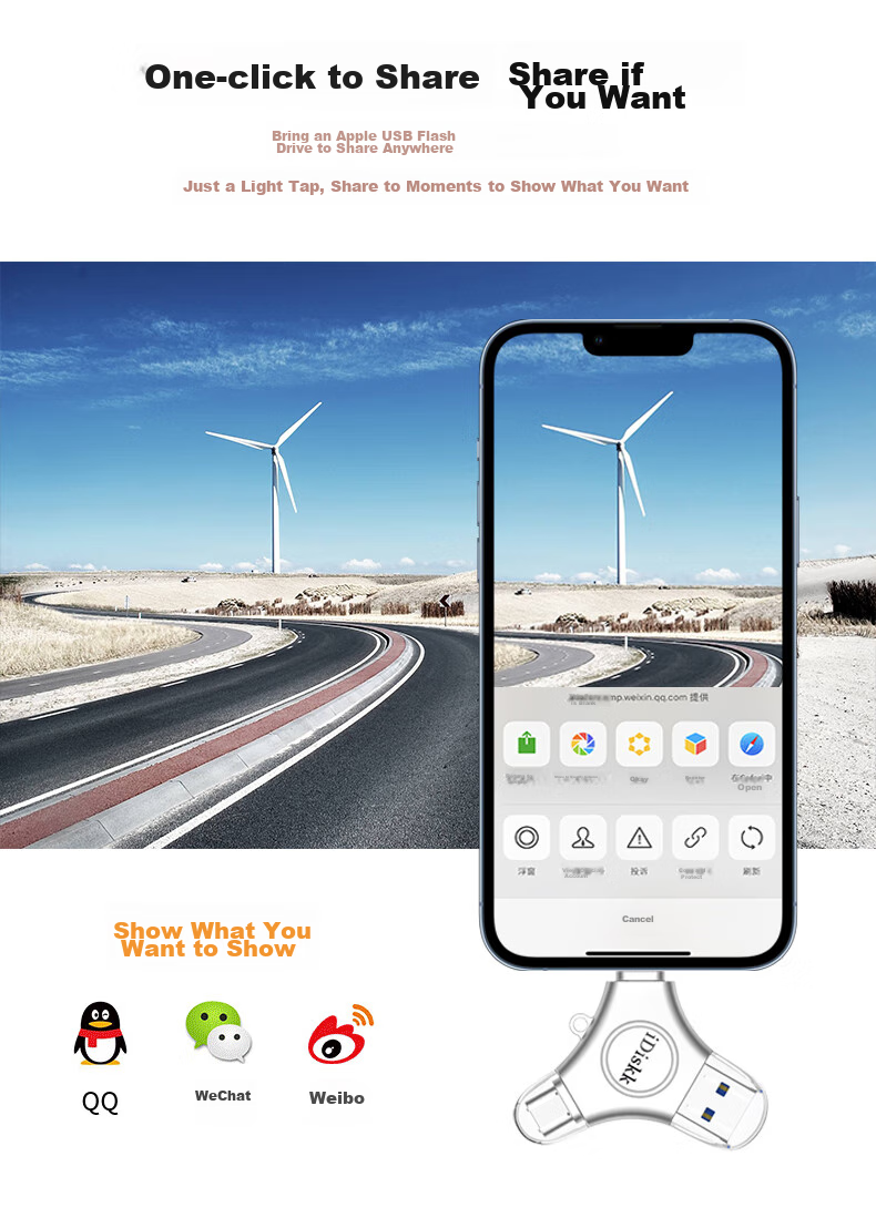 Флеш-накопитель iDiskk U030 64 ГБ MFi Certified, 3-в-1 USB Type-C Lightning, для iPhone, Android, Apple, резервное копирование фото
