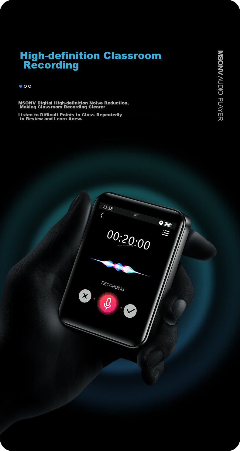 MP3-плеер BENJIE X1, 2.0-дюймовый сенсорный экран, 16 ГБ, Bluetooth, портативный плеер для студентов, версия P3 с синхронизированным MP4 материалом