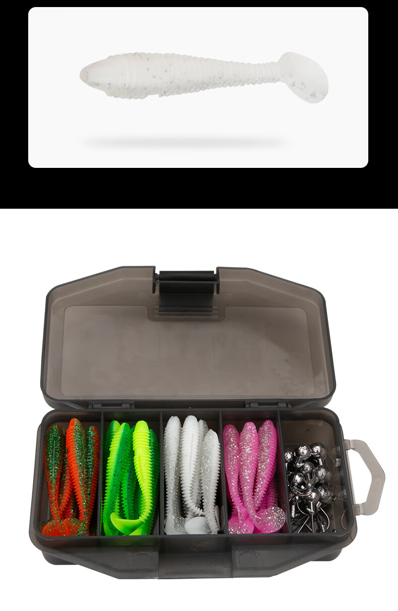 Набор мягких приманок Kemailei Lure 2# с изогнутым крючком и Т-образным хвостом, искусственная приманка для дальнего заброса, мягкая червеобразная приманка для спиннинга