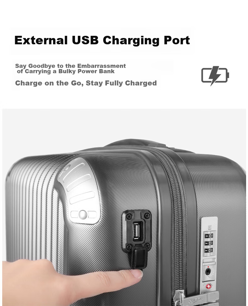 Чемодан SUMMIT, мужской, Spinner, 16 дюймов, с USB-портом, легкий, PC338TCU, темно-серый