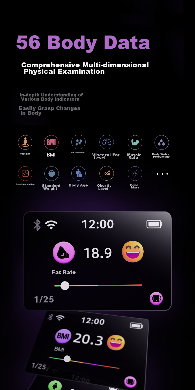 Умные весы LEFU, электронные, диагностические, с Wi-Fi и Bluetooth, измерение жира, влаги, мышц, костей, ИМТ, частоты сердечных сокращений, максимальная нагрузка 180 кг