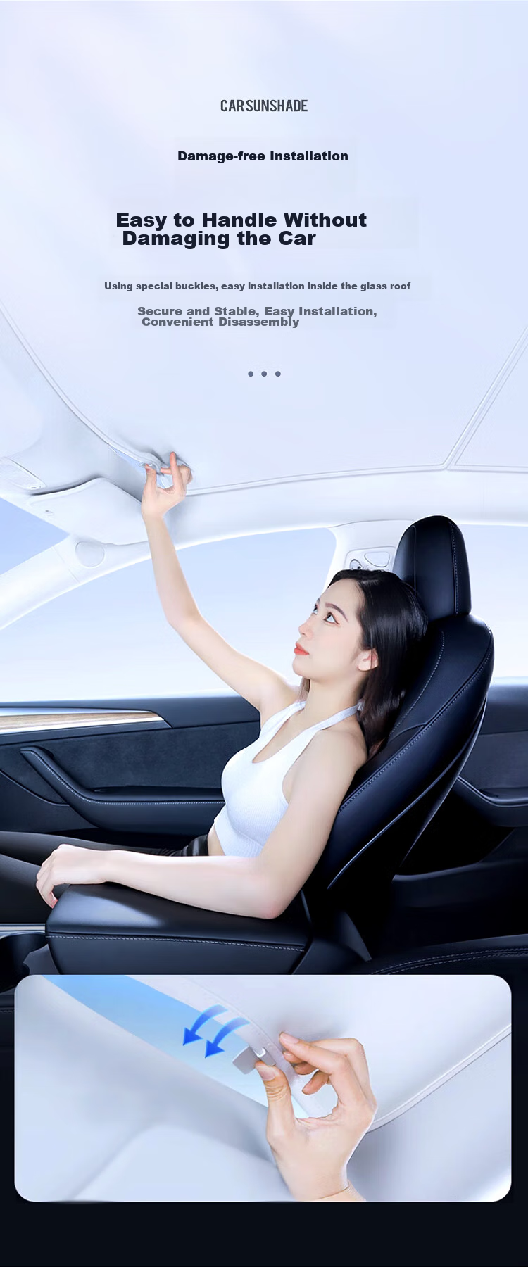 BIAZE Солнцезащитная шторка для Tesla Model 3, на крышу, защита от солнца, теплоизоляционная перегородка, оригинальный цвет Tesla, светоблокирующая панель