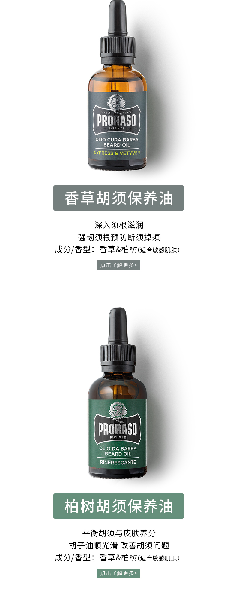 PRORASO 意大利进口男士胡须护理保养精油30ML 蓄留呵护胡子 成熟柏树