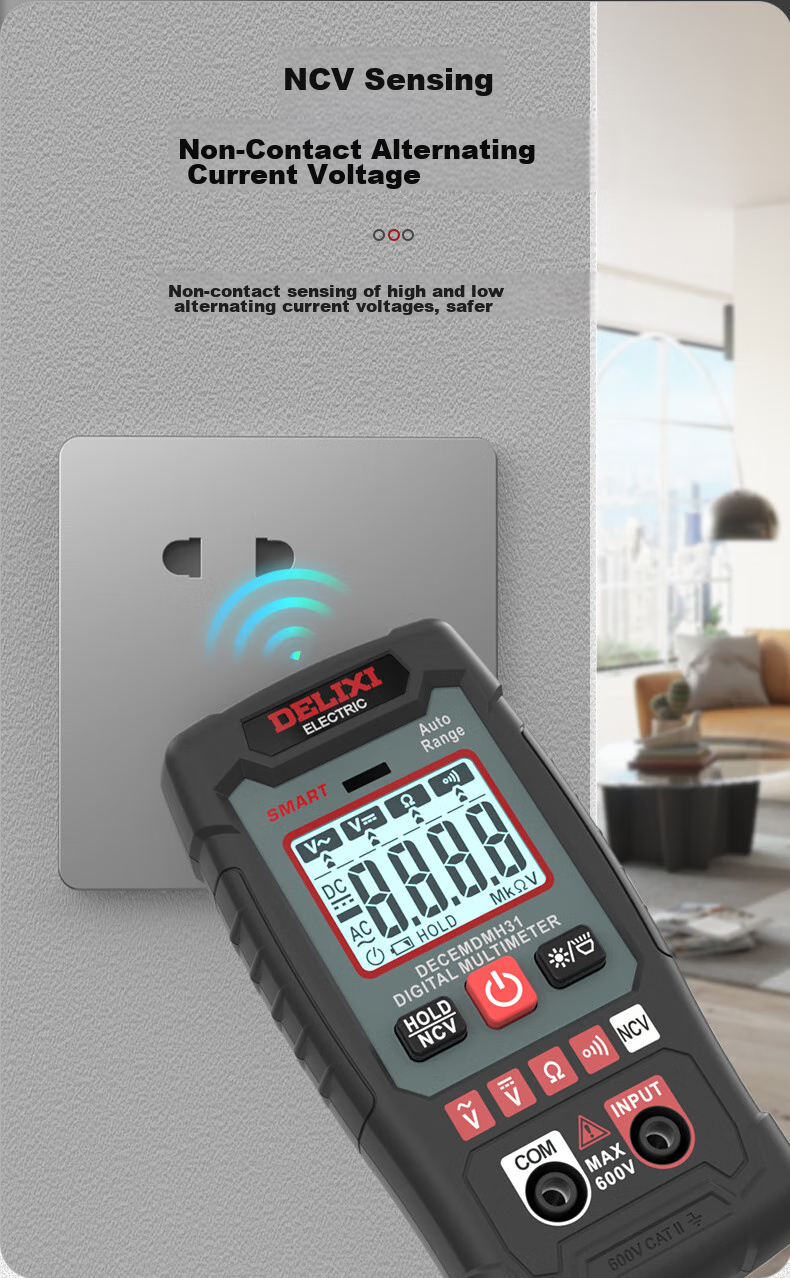 DELIXI ELECTRIC Цифровой мультиметр H31, мини, умный, с защитой от перегорания, бесконтактное измерение напряжения NCV