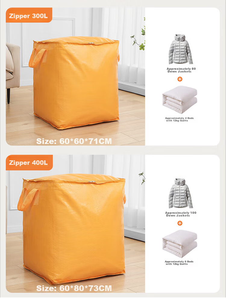 Сумка для переезда Pangdaidai Jurenzhuang, упаковочная сумка, сумка для хранения одеял, одежды и постельного белья, оранжевая с молнией, 180 л
