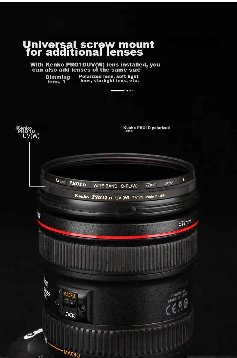 Ультрафиолетовый фильтр Kenko PRO1D UV 67mm для цифровых камер, защита объектива от царапин и пыли
