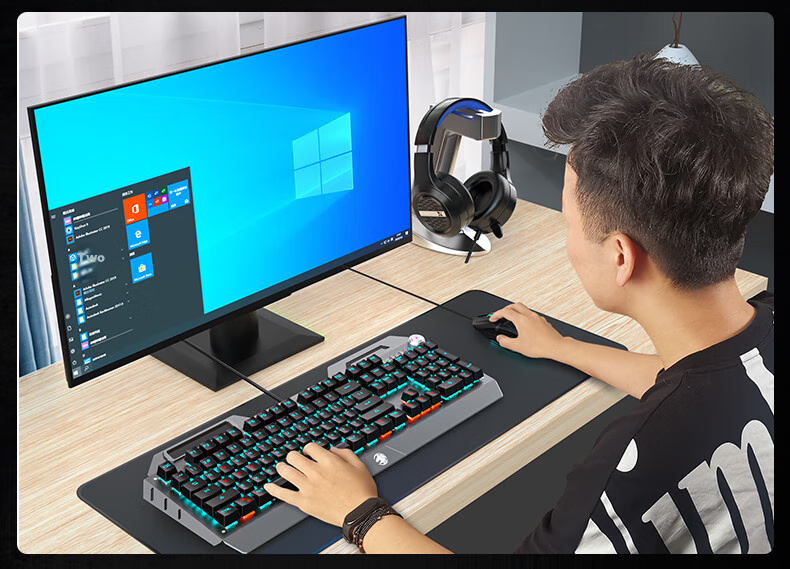 Механическая игровая клавиатура EWEADN TK900 с мышью, проводная, USB, подсветка, черная