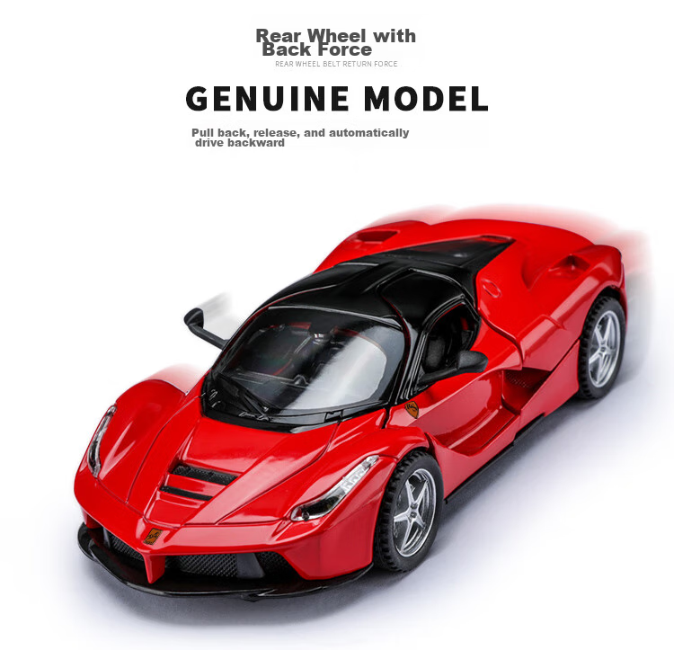 Машинка Anby Families Ferrari GT, металлическая, масштаб 1:32, для детей от 3 до 6 лет, с звуковыми и световыми эффектами, подарочная упаковка