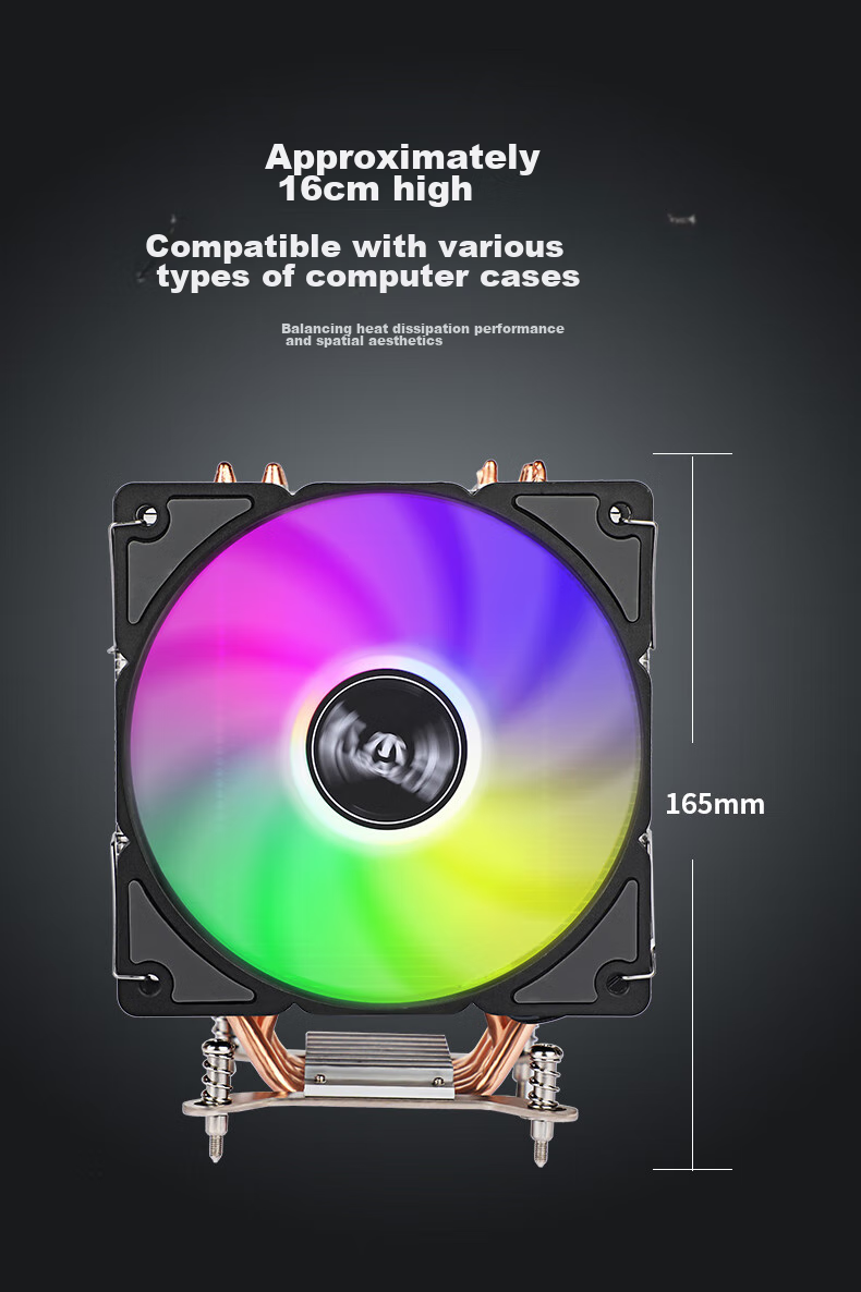 Кулер для процессора BUBALUS T61A, 6 тепловых трубок, ARGB подсветка, Intel LGA1700/1200/115X, 12см PWM вентилятор