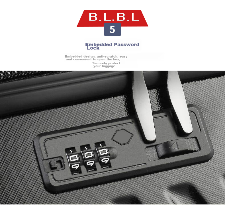 Чемодан B.L.B.L, большой, 26 дюймов, spinner, с кодовым замком, модель 6011, темно-синий
