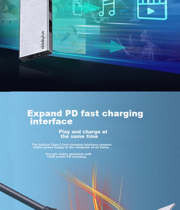 Док-станция Lenovo ThinkPad LC05 Type-C, USB 3.0, HDMI, PD быстрая зарядка, алюминиевый корпус, 5-в-1