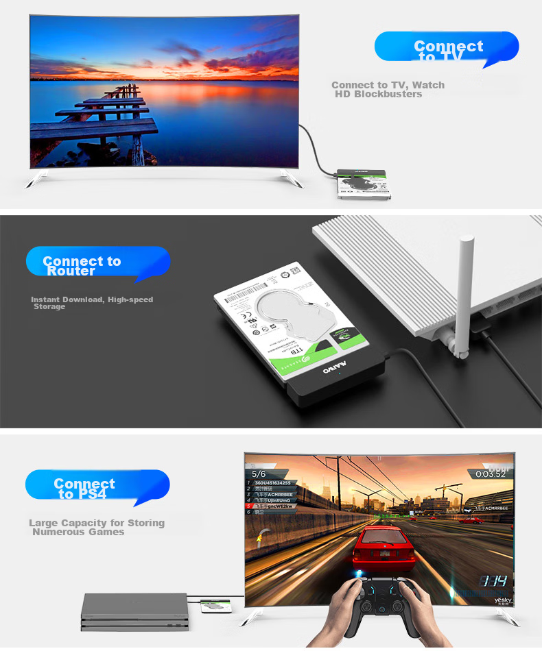 Кабель-адаптер MAIWO K104A для 2.5-дюймовых SATA HDD/SSD, USB 3.0, черный
