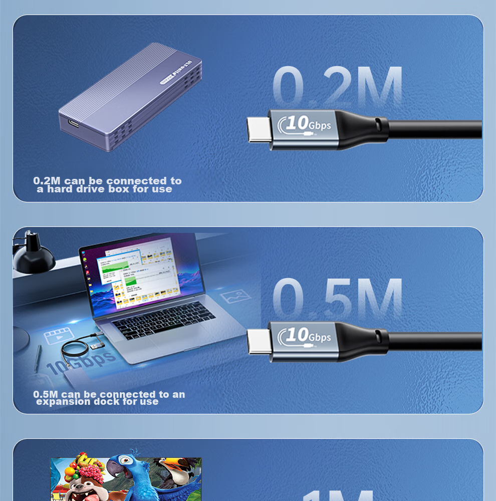 Кабель ULT-unite Type-C/USB 2-в-1, 10 Гбит/с, PD 100 Вт, 4K@60Hz, 0.2 м