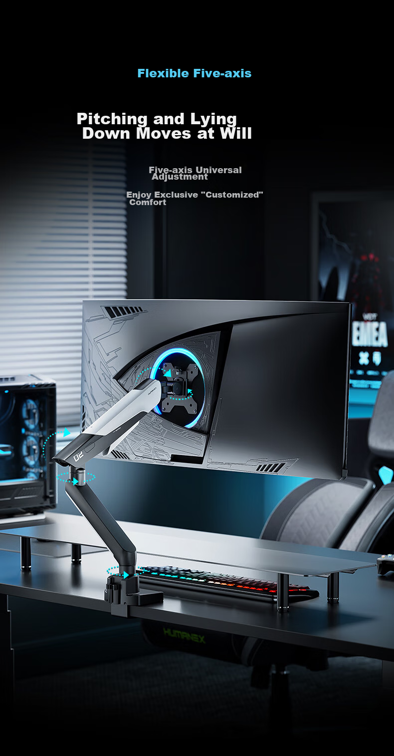 Подставка для монитора HUMANEX TX02-1BB, механическая, для изогнутых и плоских экранов 17-40 дюймов, до 12 кг, черная
